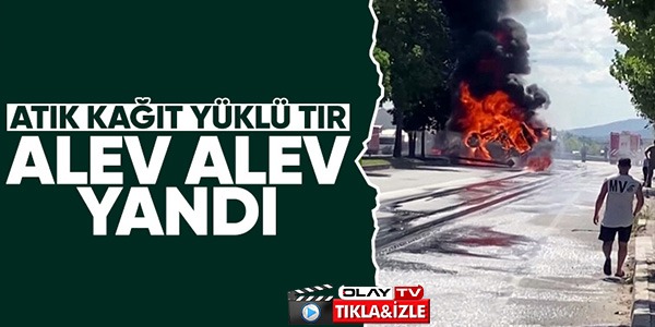 ATIK KAĞIT YÜKLÜ TIR ALEV ALEV YANDI