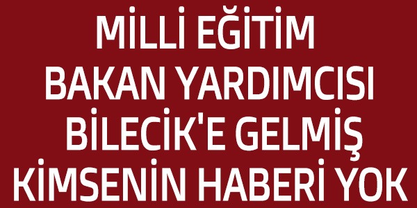 MİLLİ EĞİTİM BAKAN YARDIMCISI BİLECİK'E GELMİŞ KİMSENİN HABERİ YOK