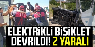 ELEKTRİKLİ BİSİKLET DEVRİLDİ! 2 YARALI